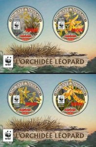 Togo - 2020 Leopard Orchid & WWF - 2 2 Stamp Souvenir Sheets - TG200227d02