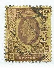 GB #132 3p,King Edward VII,dull purp,org yel Used Cat.$19.00