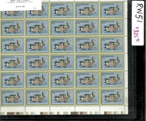 RW51 1984 FULL FEDERAL DUCK STAMP SHEET.   PLATE # 173871 BOTTOM