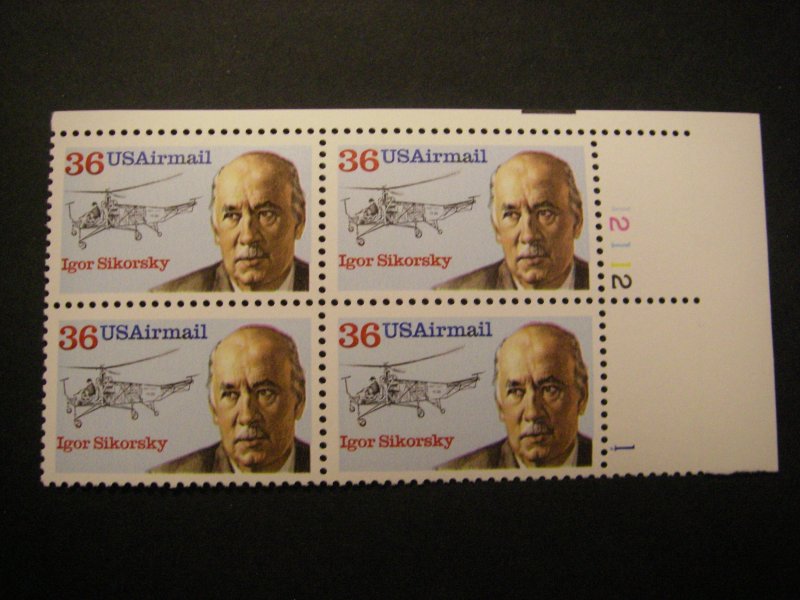 Scott C119, 36c Igor Sikorsky, PB4 #12112 1 UR, MNH Airmail Beauty