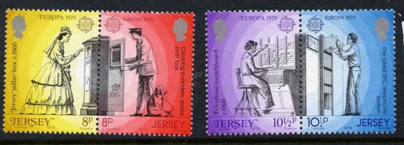 Jersey 203a,205a perf 14.5 x 15 MNH Mailbox, EUROPA, Telephone