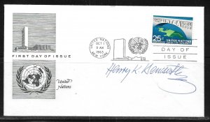 United Nations NY 118 UNTEA Headquarters Cachet FDC Signed by Designer