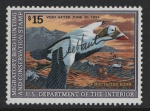 US, RW59, MNH, 1992, MIGRATORY BIRD HUNTING, ARTIST SIGNED