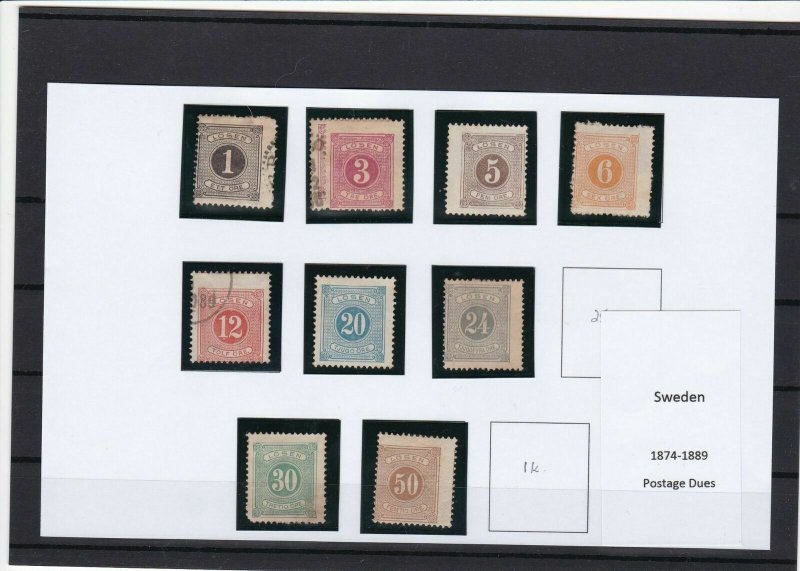 sweden 1874-1889 stamps cat £175+ ref 16390