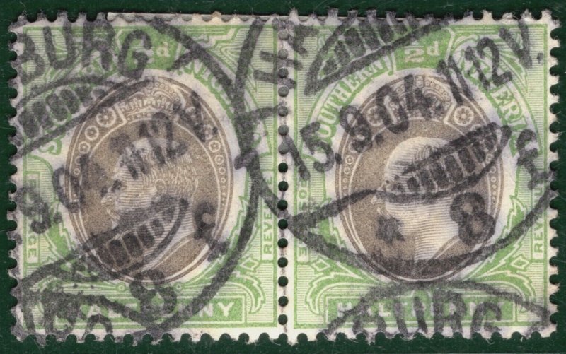 SOUTHERN NIGERIA KEVII USED GERMANY Stamps ½d Pair *HAMBURG* 1904 CDS ABLUE16