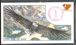 USA 1992 29c EAGLE & SHIELD Red Sc 2597 on COLLINS HANDPAINTED FDC