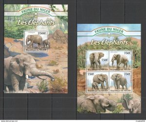 2013 Niger Fauna Wild Animals Elephants Les Elefants Kb+Bl ** St2826