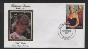 STAMP STATION PERTH Niger #944-5 CTO FDC Princess Diana Silk Cachet