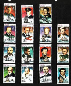 British Antarctic Territory-Sc#45a-59a-unused NH set-Ships-Explorers-1973-please