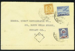 IRAQ-PALESTINE 1950 AIRMAIL COVER W/AID STAMP BAGDAD TO
