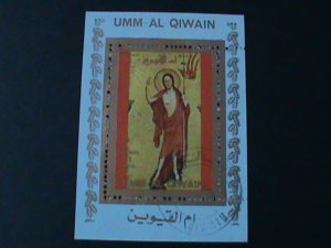 ​UMM AL QIWAIN-EASTER CTO IMPERF-S/S VF-FANCY CANCEL WE SHIP TO WORLDWIDE