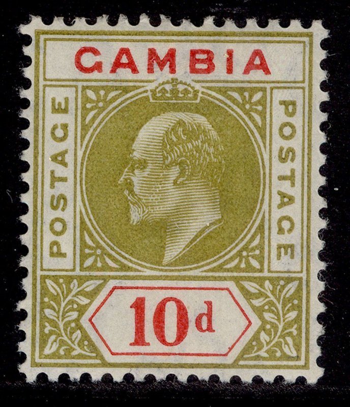 GAMBIA EDVII SG66, 10d olive & carmine, M MINT. Cat £40.