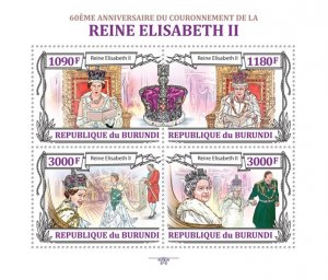 BURUNDI - 2013 - Coronation of QEII - Perf 4v Sheet - Mint Never Hinged