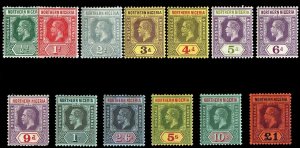 Northern Nigeria #40-52 Cat$315.25, 1912 George V, 1/2p-£1, complete set, hinged