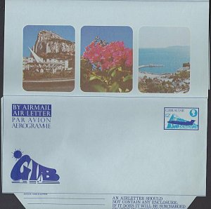 GIBRALTAR QE 12p pictorial aerogramme fine unused...........................J936