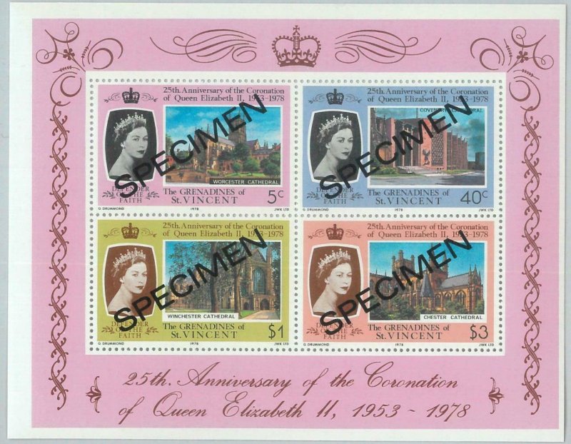 78408b - Grenadines of ST VINCENT - S/S STAMPS - 1978  Royalty  - MNH SPECIMEN 