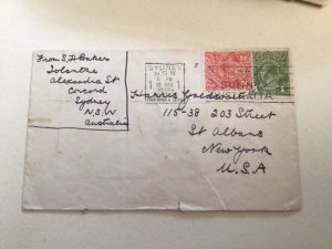 Sidney New South Wales 1933 to America stamps cover A6002