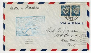 1939 TRANS ATLANTIC AVIATION AIRMAIL FIRST FLIGHT F18-2 HORTA TO MARSEILLES FRAN