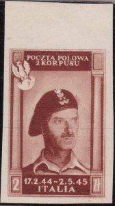 1946 POLISH CORP No. 8B 2 zl. brown red NEW WITHOUT RUBBER Certified Blonde