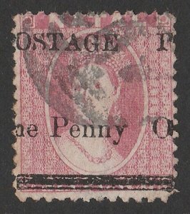 NATAL 1877 POSTAGE QV Chalon 1d/6d, variety shifted reading 'OSTAGE P'. 