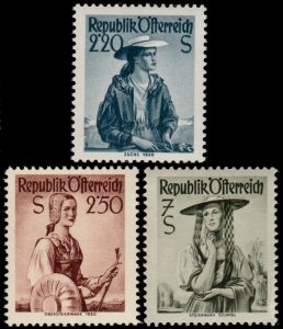 ✔️ AUSTRIA 1952 - COSTUMES - Sc. 547-549-555 - Mi. 978/980 MNH ** €20  [12.6]