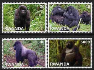 RWANDA - 2011 - Mountain Gorillas - Perf 4v Set - MNH - Private Issue