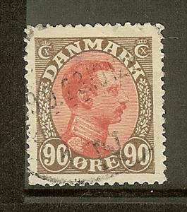 Denmark, Scott #127; 90o King Christian X, Used