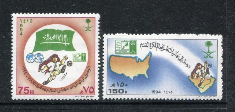 Saudi Arabia 1195-1196, MNH,1994, World Cup Football 2v, Map, Flag. x27272