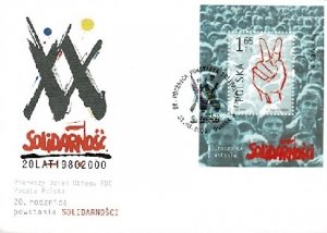 Poland 2000 FDC Stamps Souvenir Sheet Scott 3543 20 Years Solidarnosc Solidarity