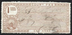 Indian States India MAILOG (MAHLOG) SIMLA Court Fee Revenue 1a Brown Fine Used-
