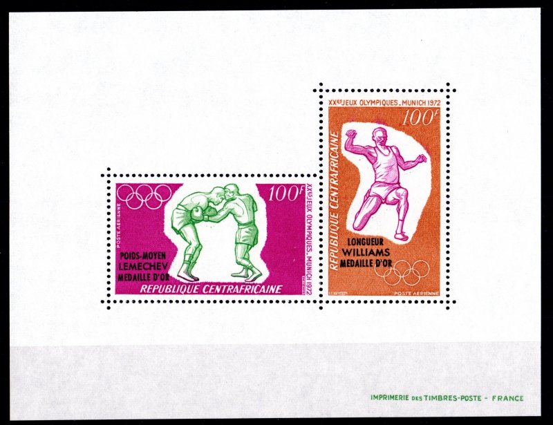 Central African Republic 1972 Sc#C101a MUNICH OLYMPIC WINNERS Souvenir Sheet MNH