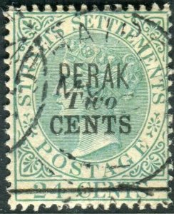 PERAK-1891 2c on 24c Green.  A fine used example Sg 49