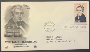 PRESIDENT WILLIAM H HARRISON #2216I MAY 22 1986 CHICAGO IL FIRST DAY COVER BX5