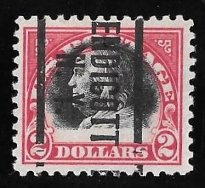 547 2 Dollars PRECANCEL Franklin, Carmine & Black Stamp used EGRADED F-VF 75