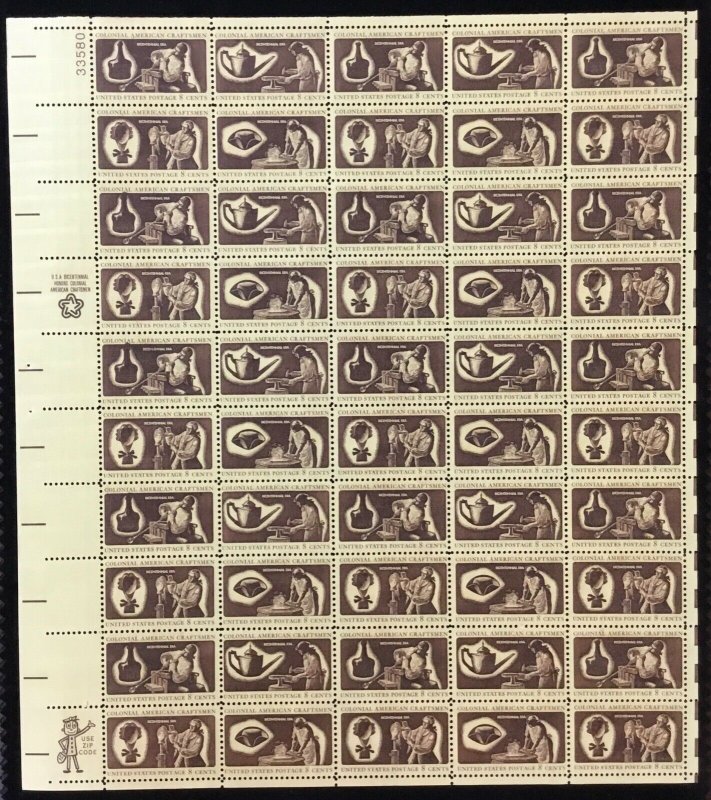 1456-1459  Colonial Craftsman    MNH  8 cent sheet of 50    FV $4.00    In 1972