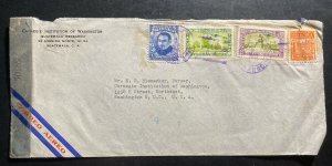 1945 Guatemala Censored Airmail Cover To Washington DC USA Carnegie Institute