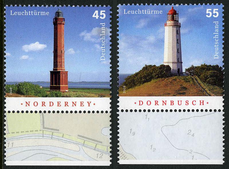 Germany 2537-2538, MNH. Lighthouses. Norderney, Dornbusch, 2009