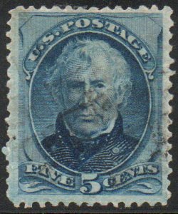 US #185 F-VF, light cancel, vivid color!