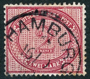Germany Sc 36b Dull Violet Purple 2m 1875 p14.5x13.5 Hamburg CDS Cancel
