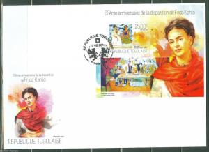 TOGO 2014 60th MEMORIAL ANNIVERSARY OF FRIDA KAHLO S/S  FIRST DAY COVER