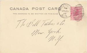 Canada 2c KGV Admiral Postal Card 1917 Strathcona, Alta. to New York, N.Y.  C...