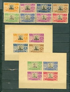 NICARAGUA 1938 AIR #C221B-K + (2) IMPERF SOUV. SHEETS  NO GUN/MNH