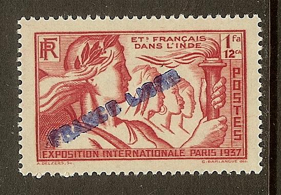 French India, Scott #138, Overprinted 1fa12ca Issue, MLH