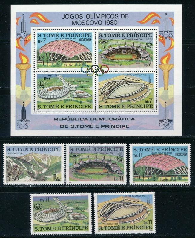 Sao Tome  - Moscow Olympic Games MNH Stadium Set (1980) 