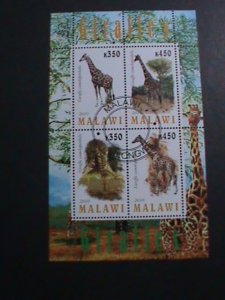 MALAWI -2010-PROTECTED ENDANGER ANIMALS-GIRAFFES-CTO SHEET VERY FINE