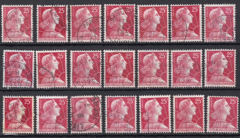 France 1955 Sg1238b 25f Red Fine Used X21 Liberty