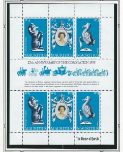 Mauritius QEII 25th Coronation anniv. souvenir sheet MNH SC 464