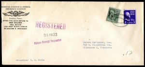 U.S. Scott 828, 807 Prexies on Registered Return Receipt 1946 Ad Cover