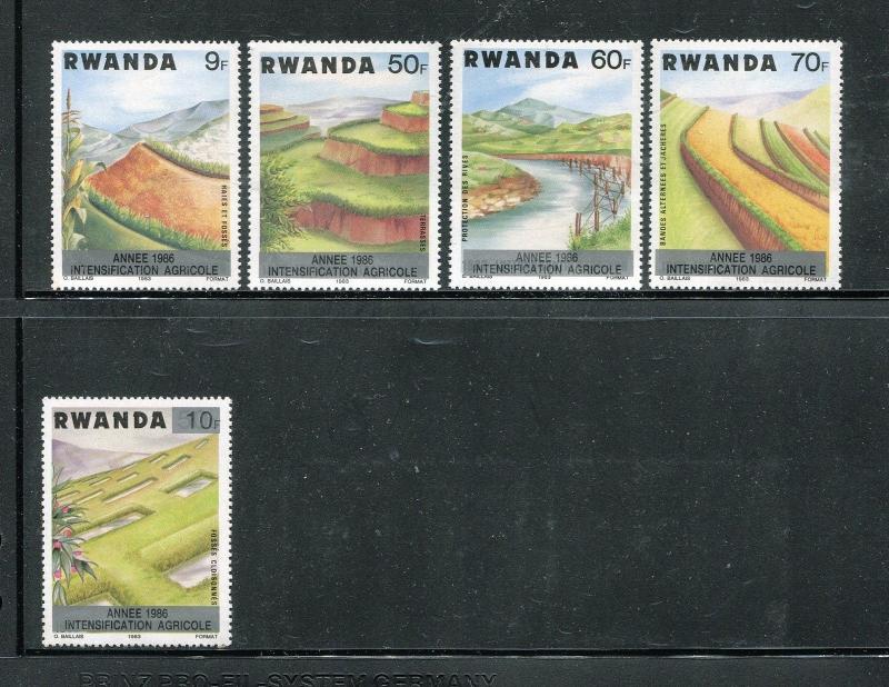 Rwanda MNH Nature, Agriculture, overprints short set  x18515