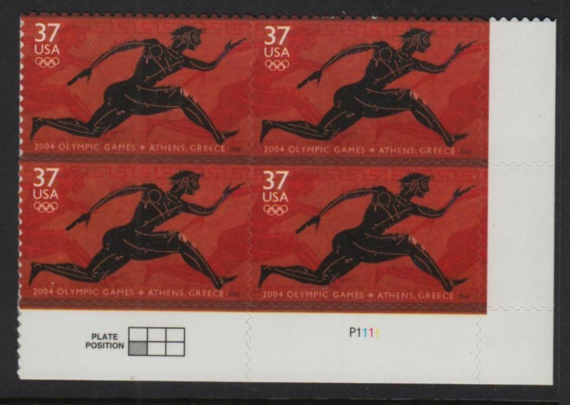 2004 Olympic Games Athens Greece Sc 3863 MNH plate block self-adhesive LR